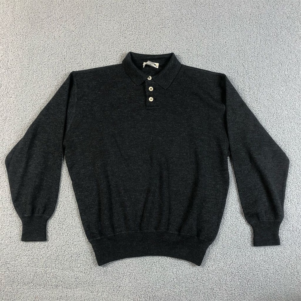 I LEVRIERI Men's Gray Merino Wool V-Neck Cardigan Sweater Size L